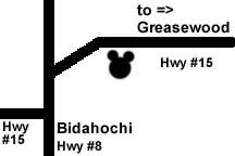 Map to Bidahochi Mickey Moue rockart.